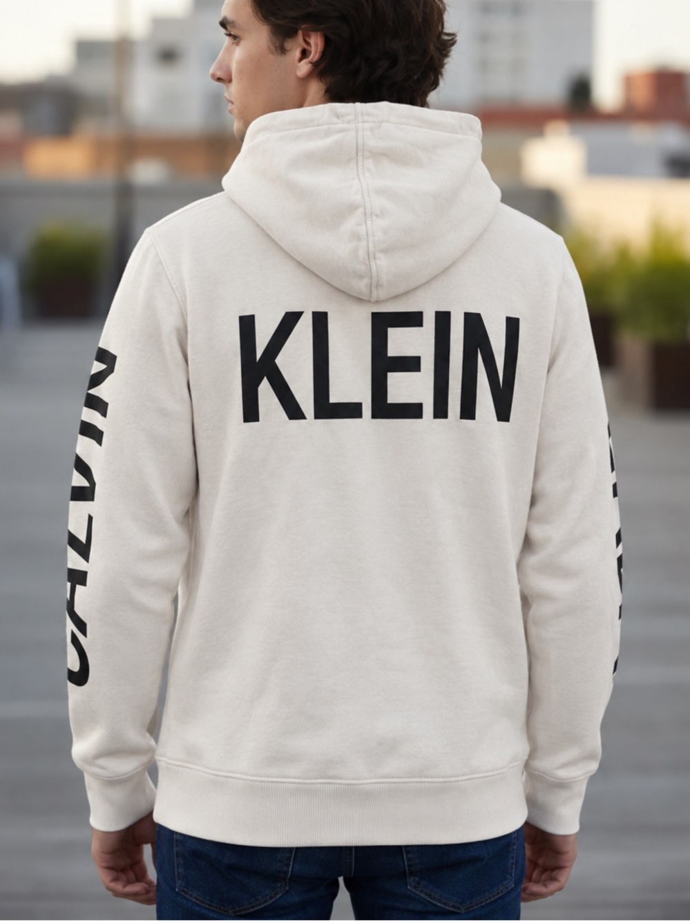 Calvin Klein Jeans Cream Logo Graphic Hoodie